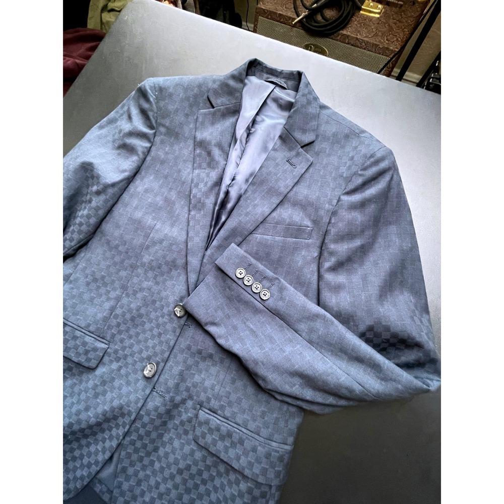 KRUDER Blazer 36R Blue Checkered Blazer Pockets sown shut